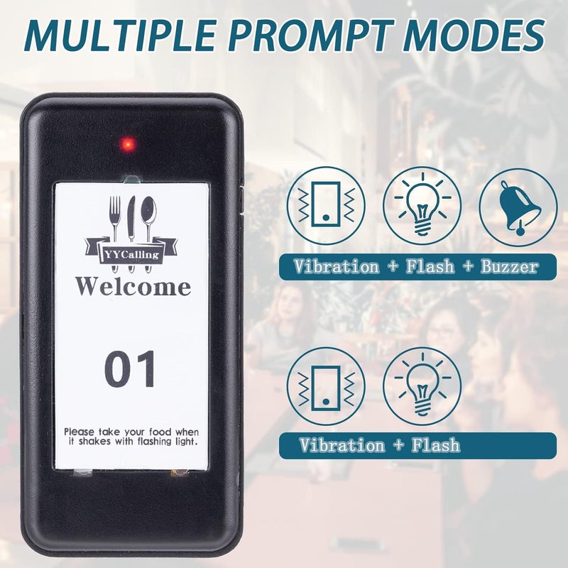 YYCALLING Store 16 PCS Restaurant Pager,Pagers for Restaurants 16 Guest Pagers,Buzzers Social Distancing, 98 Chanels with Vibration, Flashing and Buzzer for Truck - Image 2
